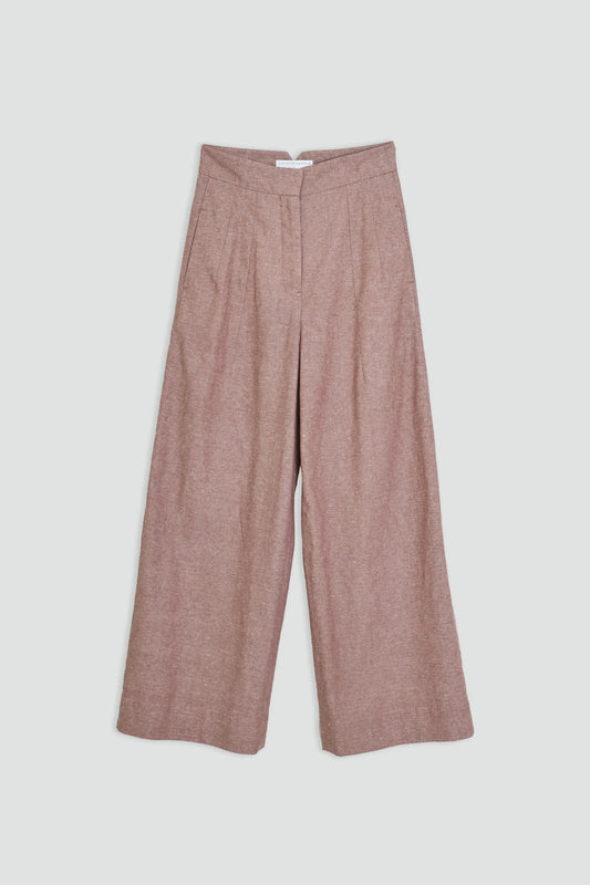 Linen cotton high waist pants - Cathrine Hammel