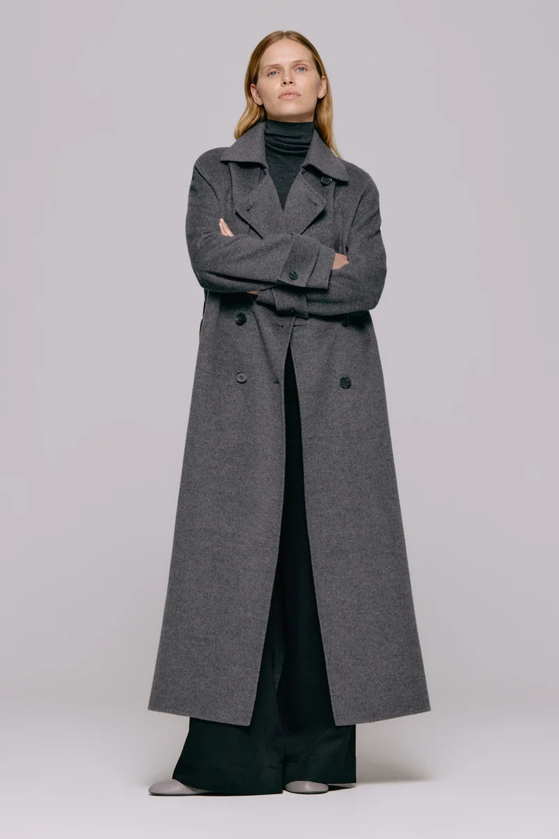 Thale Wool Trenchcoat Grey Melange