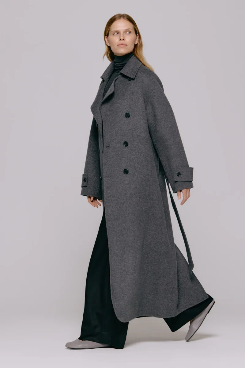 Thale Wool Trenchcoat Grey Melange
