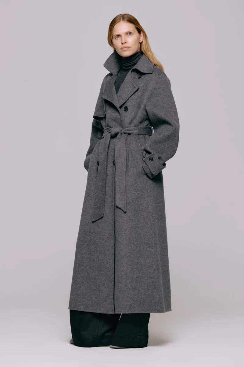 Thale Wool Trenchcoat Grey Melange