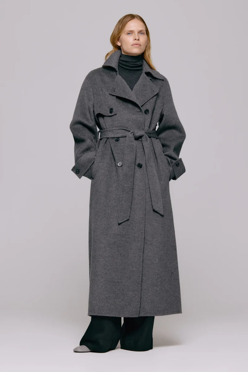 Thale Wool Trenchcoat Grey Melange