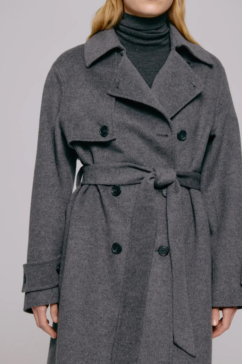 Thale Wool Trenchcoat Grey Melange