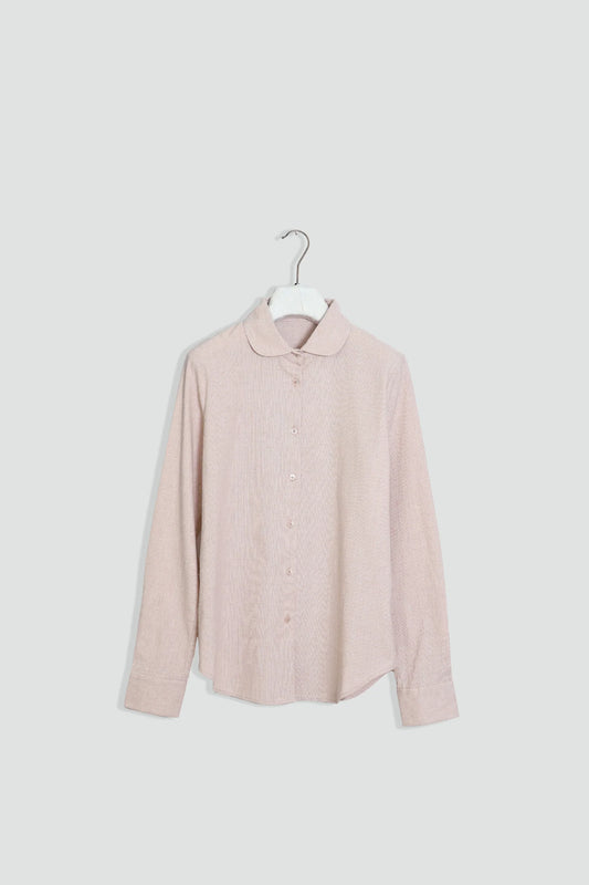 Linen blouse with rounded collar