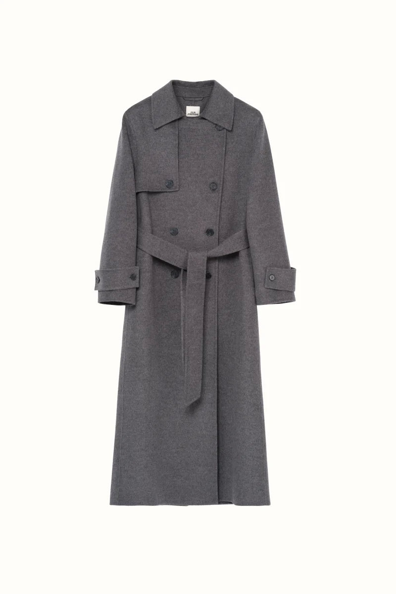 Thale Wool Trenchcoat Grey Melange